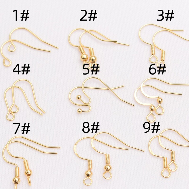 Color retention 18K bag gold ear hook accessories brass simple eardrop ear hook diy handmade ear jewelry material wholesale