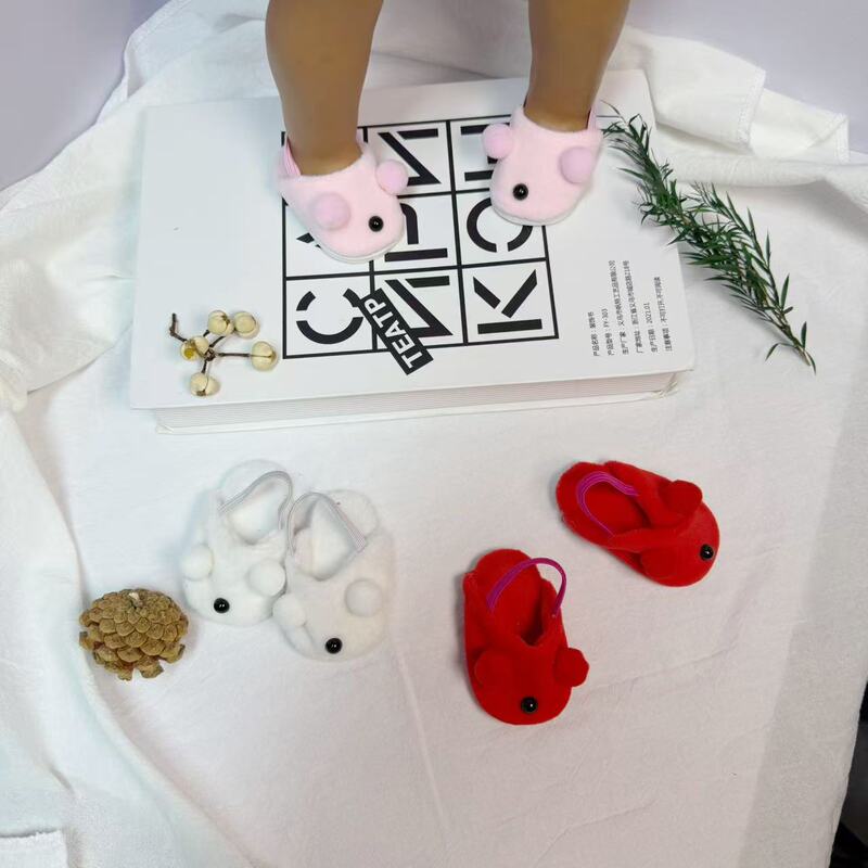 Cross-Border Hot-Selling Factory Direct Delivery 18inch American Girl Doll Shoes Winter Plush Slippers