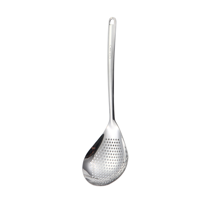 304 cucharón de acero inoxidable cucharón de cocina doméstica cocina de filtro de salsa frita embocadillos de pesca patatas fritas sopa de flores