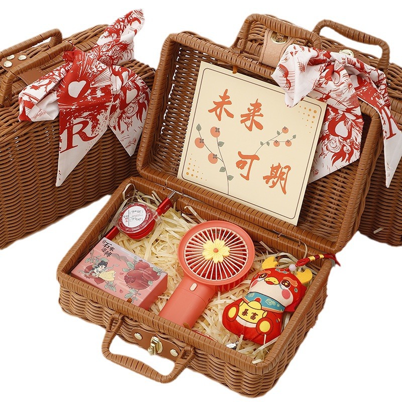 Sanba diosa Festival regalo práctico cesta de ratán de alta gama caja de regalo creativa empresa apertura tienda celebración actividad Grupo edificio regalo