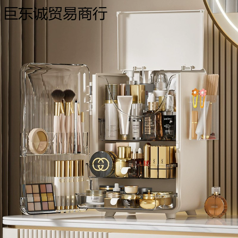 Ящик для хранения косметики Haixing, большой туалетный столик, средства по уходу за кожей, пылезащитный настольный шкаф для хранения, стеллаж для хранения, ящик для макияжа