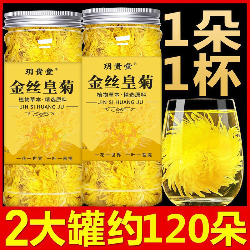 菊花茶火气大茶金丝皇菊黄菊一朵一杯大菊花贡胎菊罐装花草养生茶|undefined
