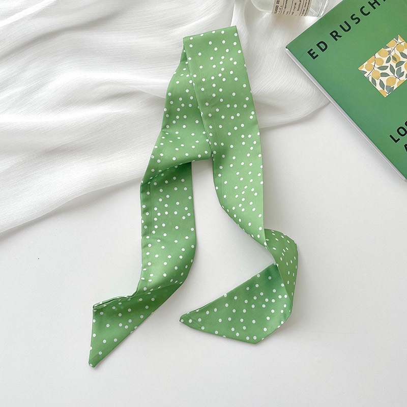 Verde larga pequeña bufanda de las mujeres del verano delgada corbata estrecha corbata de pelo bolsa decoración pequeña mano fresca cinta de regalo banda de pelo
