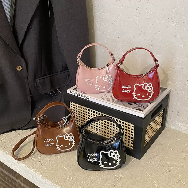 儿童包新款女孩单肩包韩版字母猫咪饺子包女童轻便斜挎包零钱包