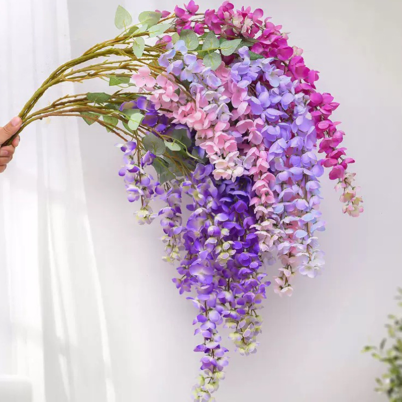 Artificial Abellia Giant Wisteria Long Branch String Fake Silk Hanging Vine Flower for Photography and Wedding Decoration