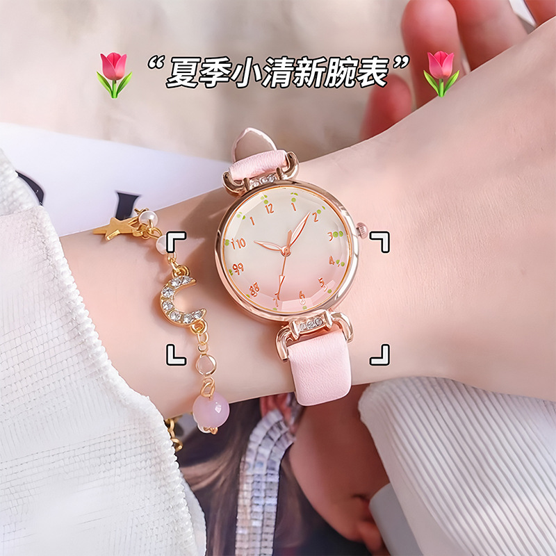 TEMU explosión reloj damas rosa versátil color casual relojes de cuarzo comercio exterior fábrica en vivo al por mayor image 6