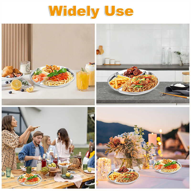 wo カスタマイズされた新しいシリコーンディナープレート子供用食器食品グレードの脂肪低減プレート滑り止め給餌 304 ステンレス鋼ディナープレート|undefined