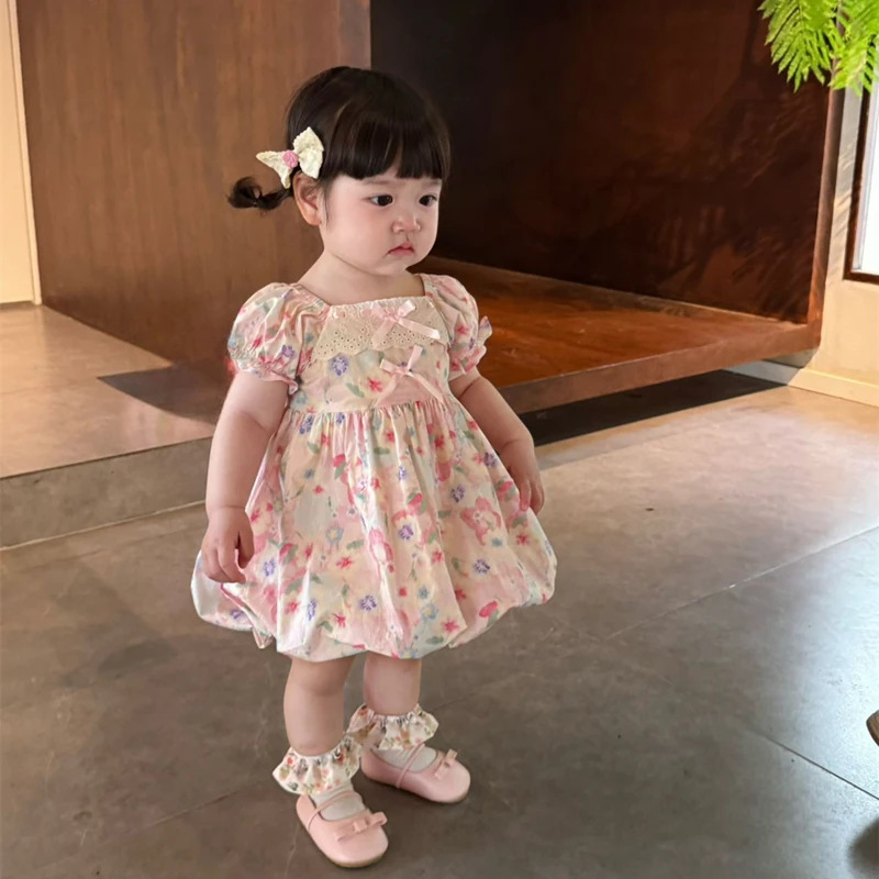 Vestido floral de siete niñas de limón salado, estilo de verano, nuevo estilo de vacaciones, niña, bebé, dulce falda de estilo occidental, un año