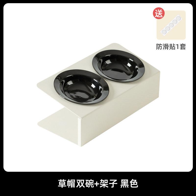 Cerámica de alto valor bd tazón doble para mascotas tazón para gatos protección de la columna cervical anti-volcado juego de tazón para gatos de grano de agua potable de gran calibre
