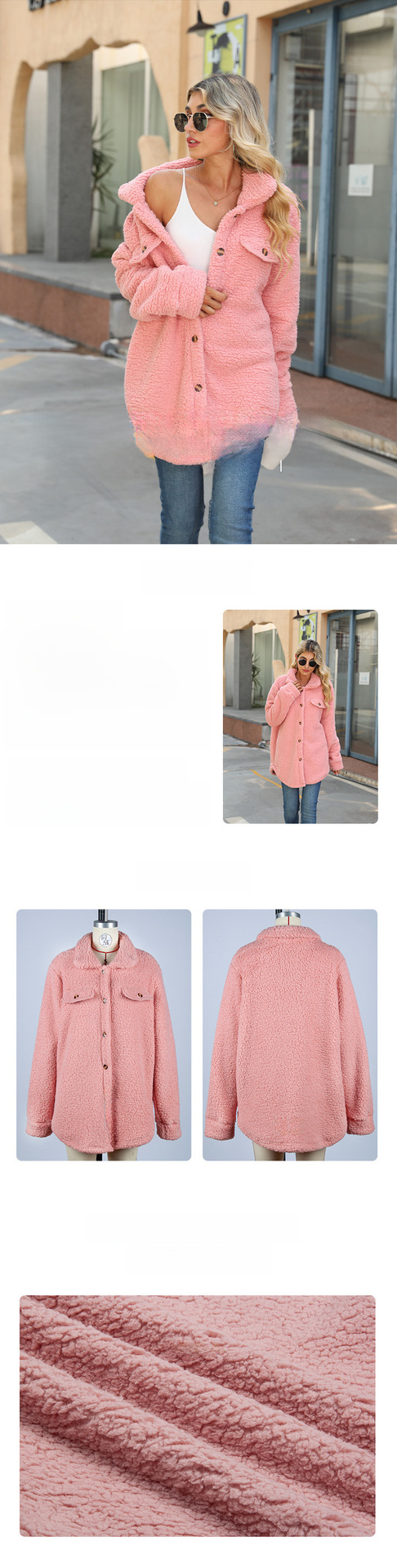 Cappotto lungo in velluto da donna con collo a revers e tasche_voghion.com