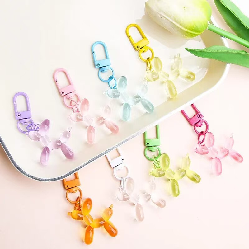 Cn85 Dopamine Transparent Balloon Dog Pendant Cartoon Puppy Keychain Cute Couple Best Friend Small Gift Bag