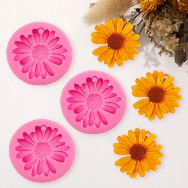 3-piece set of daisies with holes (pink)