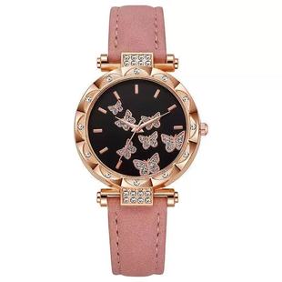 Douyin Niche Fashion Diamond-encrusted Seven Butterfly Women's Watch Women's Watch Fashion Personalized Simple Belt Women's Wristwatch