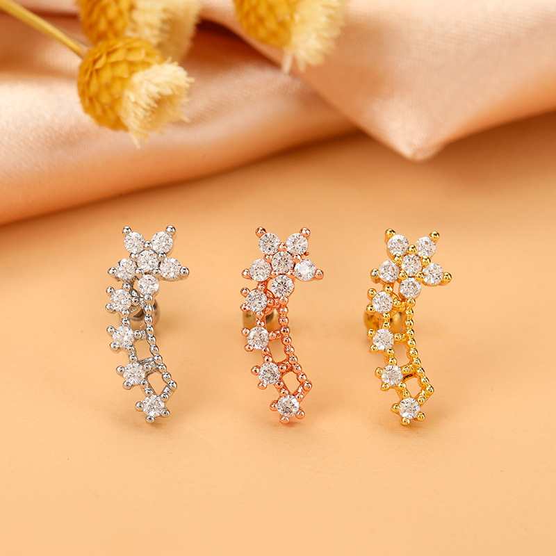 Ethnic Style Star Metal Plating Zircon Ear Studs 1 Piece display picture 9