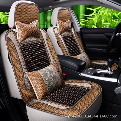 Chip and Wooden Bead Car Seat — Seat cushion, seat cover - single-seat-wooden-bead-coffee-brown-deluxe-edition