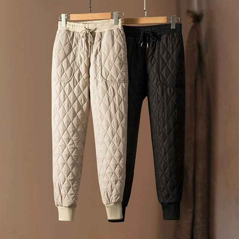 Новые модные утепленные хлопковые брюки с высокой талией, облегающие и согревающие, для носки на улице, осенне-зимние повседневные свободные брюки-шаровары 2025 года