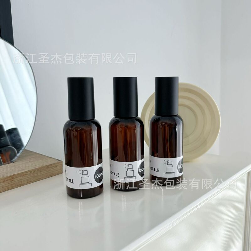 caramel Tea Color Light-Avoiding Thick Wall Small Full Cover Spray Bottle for Water Replenishment Tea Tree Essential Oil Hair Care Essential Oil Empty Bottle