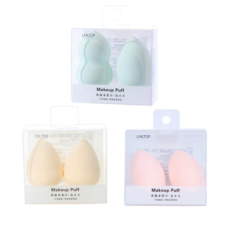 LMLTOP Esponja de maquillaje grande en caja de 2 piezas, para aplicación de maquillaje, polvo no pegajoso, esponja de belleza en forma de gota de agua, venta al por mayor A80070