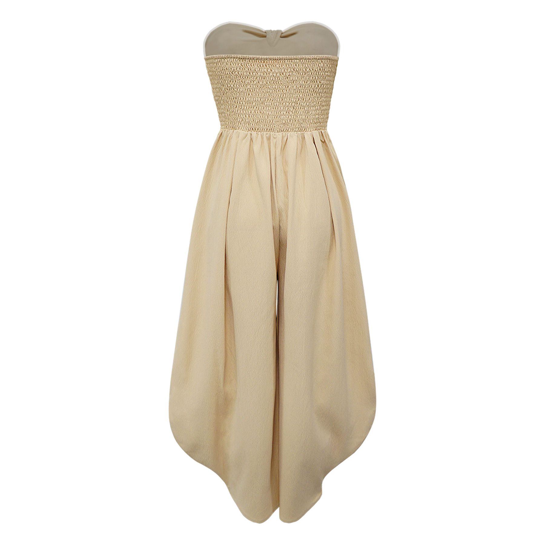 Sexy Damen-Jumpsuit mit Bandeau-Ausschnitt, einfarbig, Sommer, Neu, Direktvertrieb_voghion.com