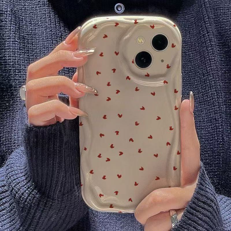 Amor rojo para iphone16pro funda para teléfono móvil Apple 15/14/13promax nuevo estilo 12 Japón y Corea 11x
