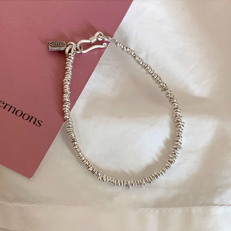 Maisi Cartoon Body Silver 999 Small Fish Square Bracelet for Women Korean High-End Niche Design Retro Braided Bracelet