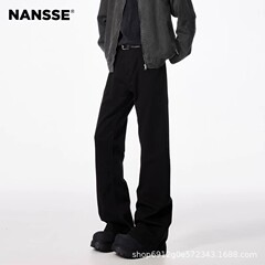 ハイストリートのアメリカ式の黒い曲がり角の小さいラッパのジーパンの男性のvibeのアメリカ式の修身のまっすぐな筒のズボン