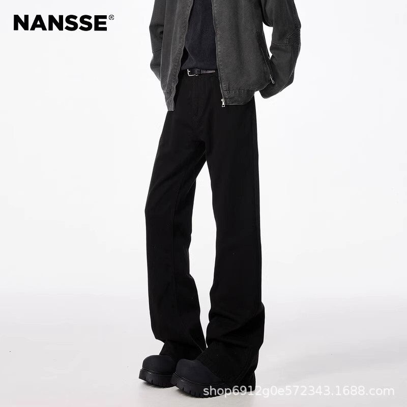 High Street American Style Black Scimitar Slair Jeans Men's Vibe American Style Slim Fit Straight Pants