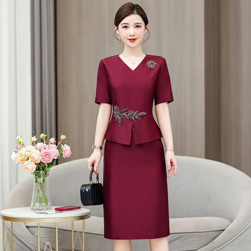 Xi Mother-in-law Wedding Dress Red Dress 2024 Summer New Mother Dress Fashion Elegant Slim Fit dress Xi Mother-in-law Wedding Dress Red Dress 2024 Summer New Mother Dress Fashion Elegant Slim Fit dress