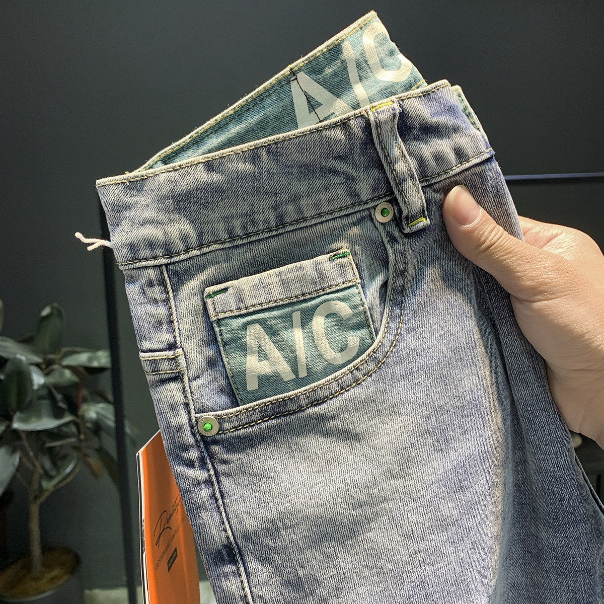 Jean délavé haut de gamme pour hommes, nouvelle marque tendance, élastique, fuselé, polyvalent, coupe ajustée, épais, printemps et automne_voghion.com
