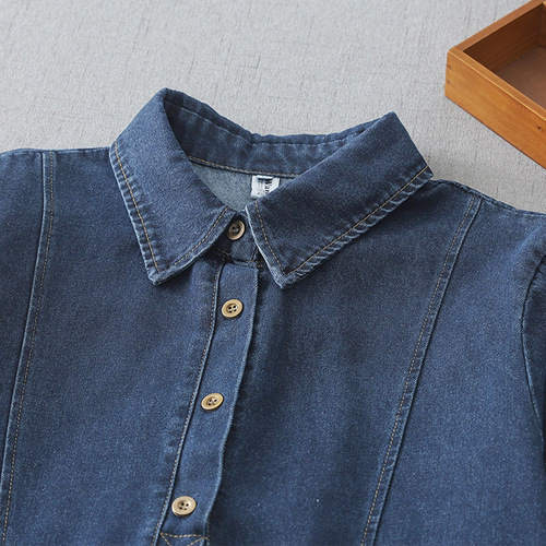 2025 summer new style loose large size women's clothes medium and long lapel temperament slimming intellectual denim dress
