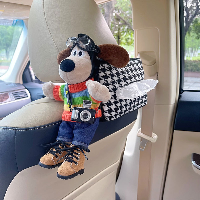 Caja de cartón para coche, caja de reposabrazos, caja de pañuelos, sentido de muñeca lindo creativo, decoración interior del coche, decoración para coche