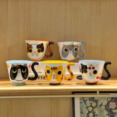 クリエイティブ子猫手描きかわいい漫画マグカップセラミック水カップ朝食ミルクカップコーヒーカップins風食器