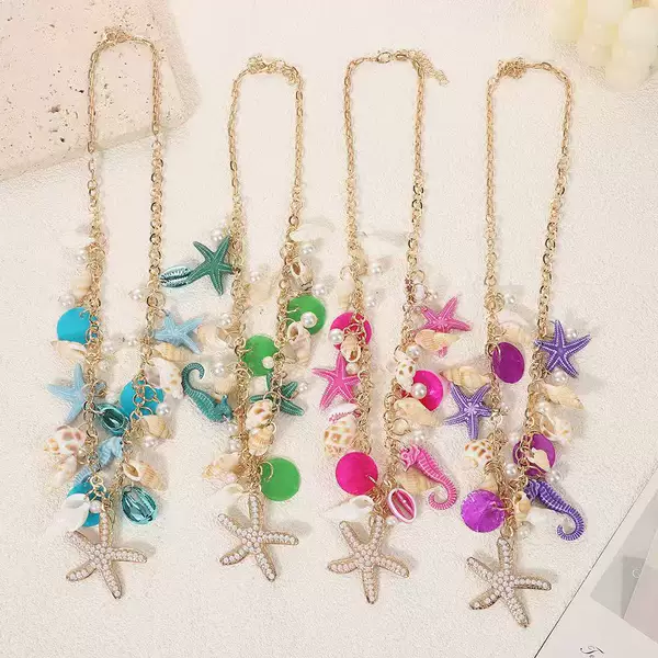 New Cross-Border Fashion Trend Personalized Design Ocean Bohemian Style Pearl Starfish Conch Shell Necklace for Women