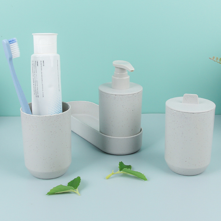 Baño nórdico de 3 piezas set de trigo simple artículos de baño baño taza de baño set de lavado de dientes