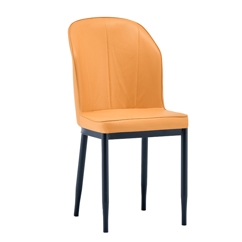 Silla de respaldo simple moderna silla de cuero silla de ocio silla de comedor de paquete suave silla de negociación silla de comedor de tres filas