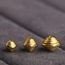 S925银 螺纹珠银镀金古法金diy 吊坠挂件饰品配件