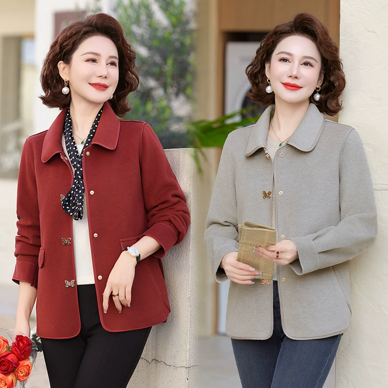 Новая мама весенняя куртка новая 2025 женская одежда среднего и пожилого возраста кардиган