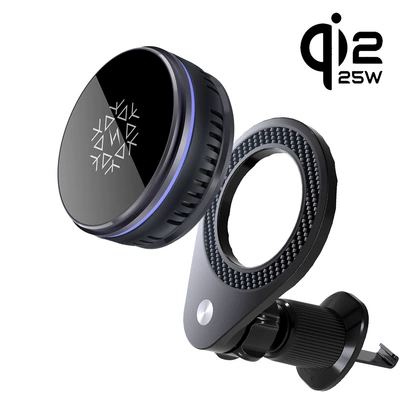 Qi2.2 Magnetic Wireless Charging Car Phone Holder with Semiconductor Cooling 25W Dual-Sided Magnetic Detachable Fast Charging (Car phone holder) - qi22-25w-wireless-charging-air-outlet-magnetic-base