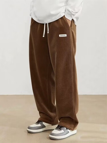 Eco Men's New Corduroy Casual Pants European and American High Street Trend Brand Retro Straight Leg Pants Fashion