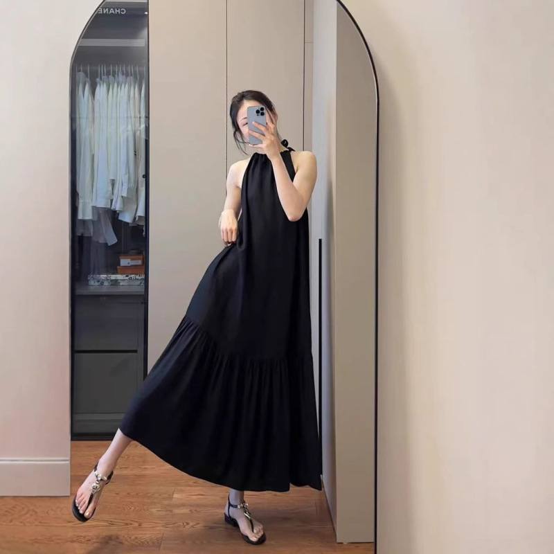 2026 Linen Halter Neck Sleeveless Maxi Dress
