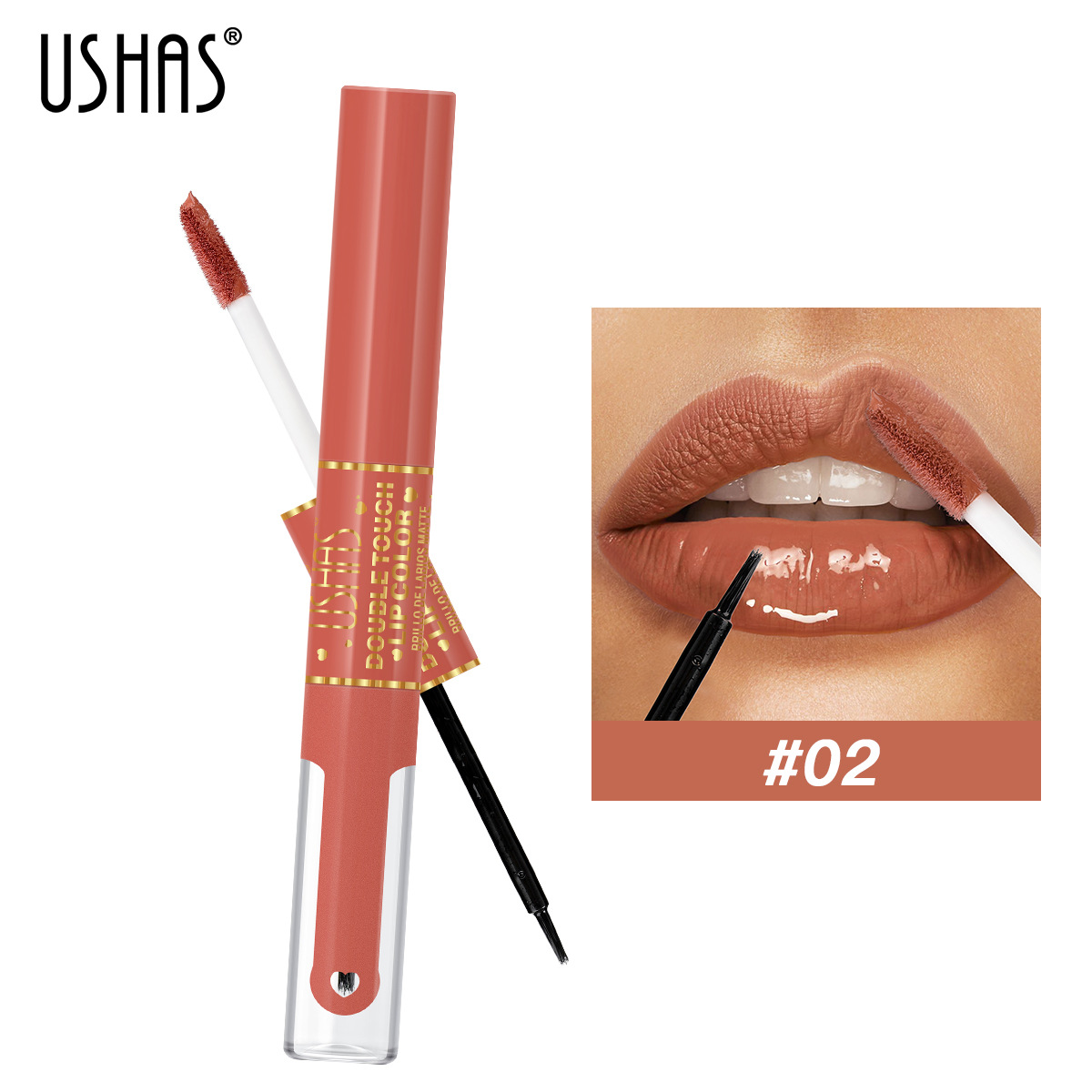 El brillo de labios transfronterizo explosivo de USHAS Amazon no se desvanece, no se mancha, no se pega, esmalte de labios mate, lápiz labial de barro LG2536