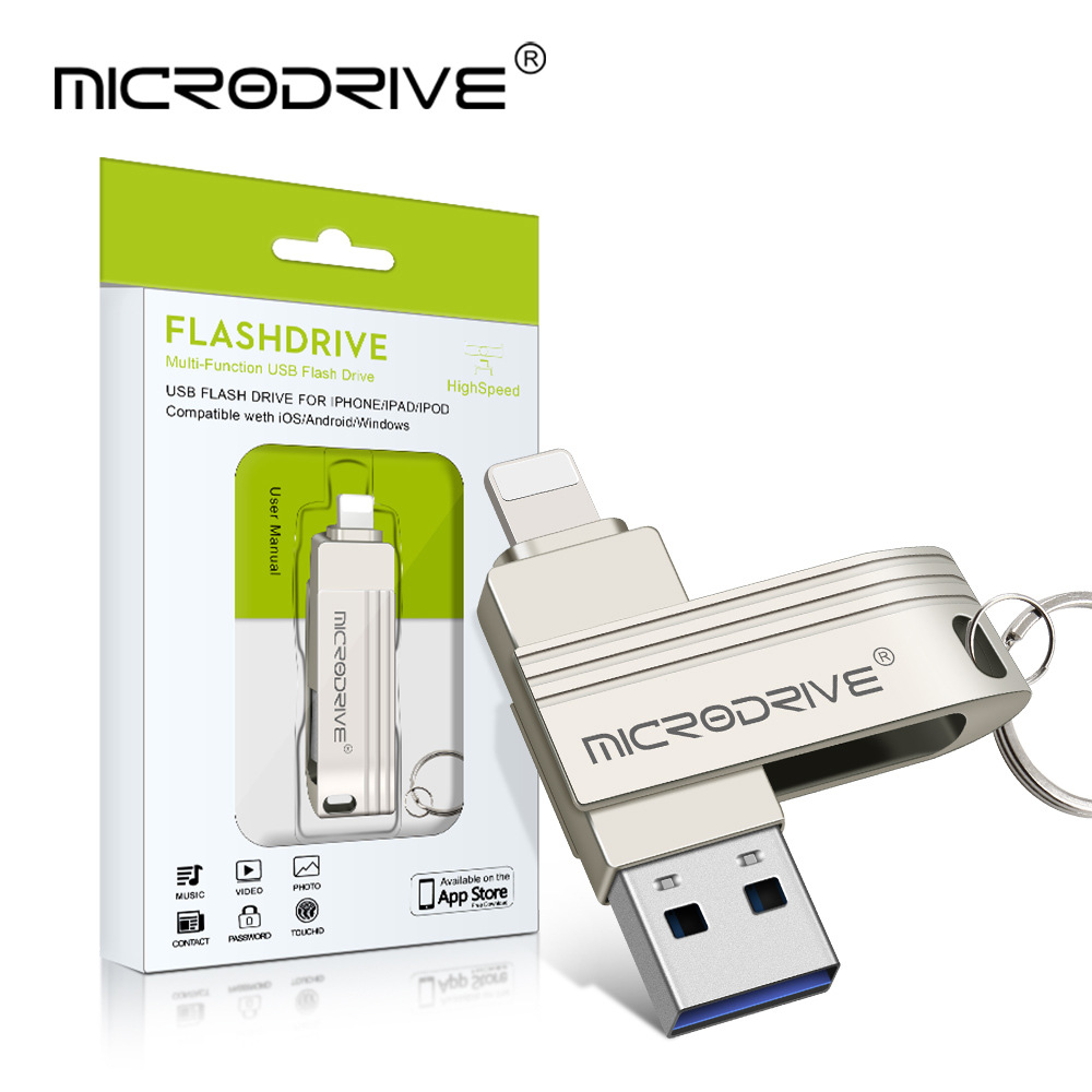 Venta al por mayor de memoria USB aplicable al metal multifuncional móvil de la impulsión del flash de Apple USB dos-en-uno 128G LOGOTIPO personalizable 256G