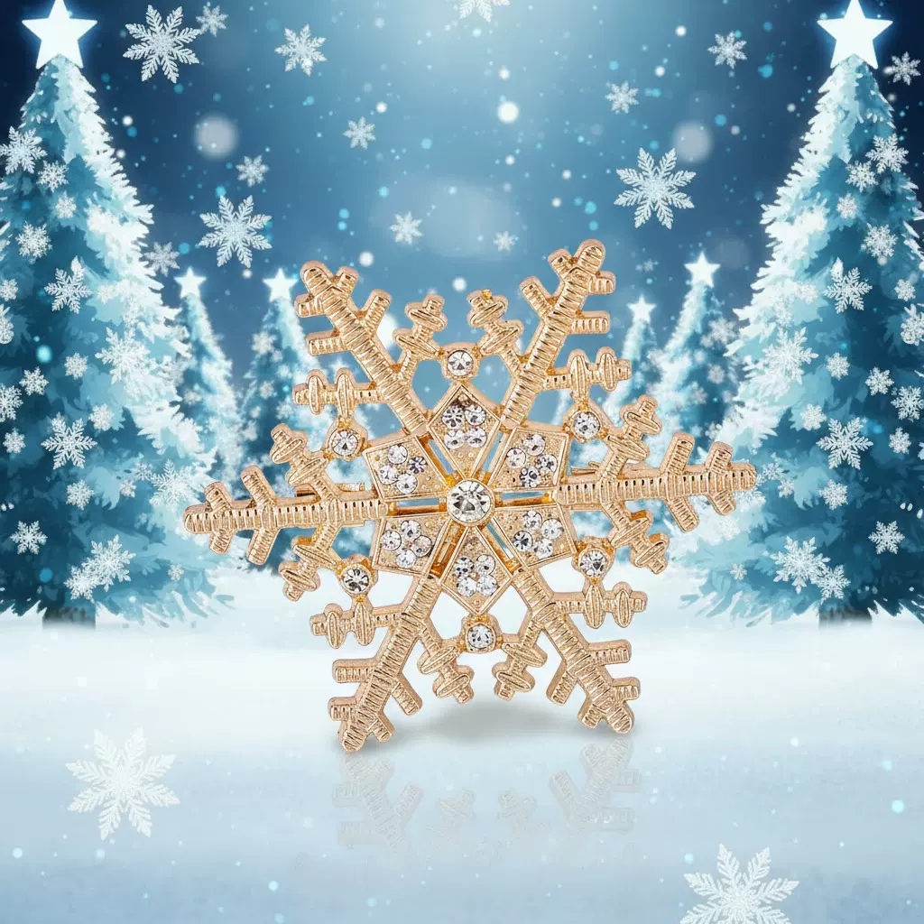 圣诞节雪花胸针闪耀胸花大衣礼服装饰扣别针饰品简约西装饰品