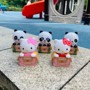 New Solar Panda Shake Head Car Ornaments Creative Cartoon Swing Doll Car Jewelry Gifts