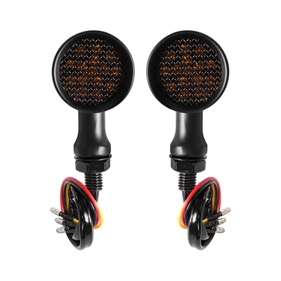 Motorcycle Retro Modified Aluminum Alloy Turn Signal Light Harley Cruiser Led Grid Bullet Turn Light (Dönmə işıqları) - led-net-turn-signal-lights-black-1-pair