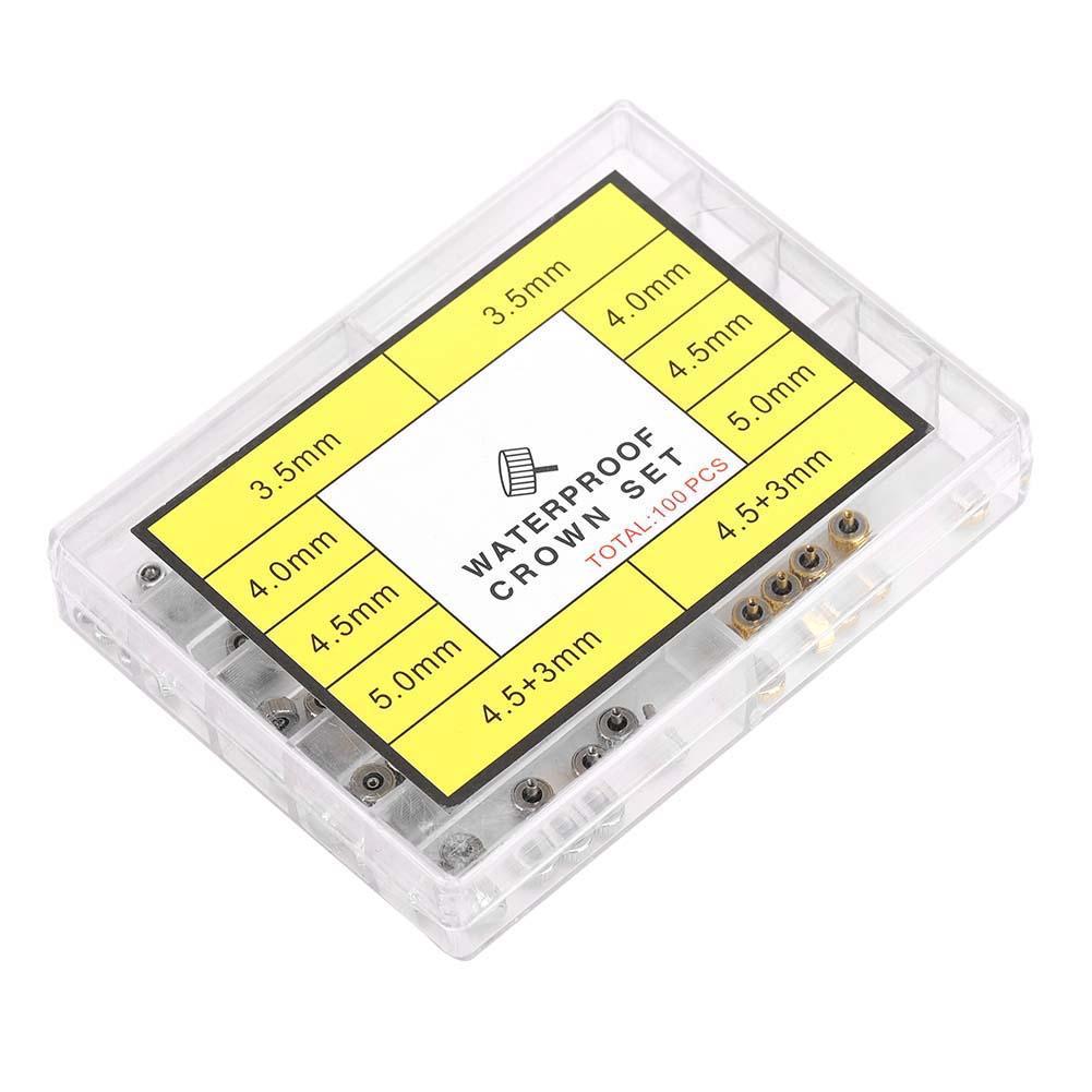 手表配件 盒装滴胶把头 表冠10格表把的 修表零件 铜质金银把头