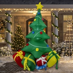 国境を越えたクリスマスの空気入れモデルクリスマスツリーギフトボックス屋外休日庭園装飾LED発光置物