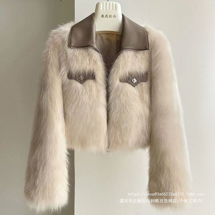 2026 Autumn/Winter New Style Faux Fox Fur Coat for Women, Short Style, Lapel, Petite, Stylish, Slimming Fur Top