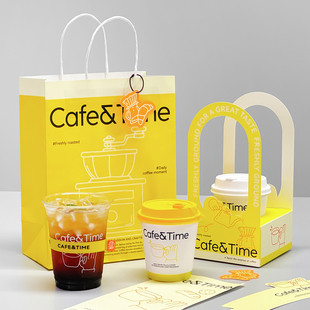 Ins Style Coffee Paper Cup Disposable Milk Tea Cup Coffee Shop Packaging Takeaway Cold Drink Cup Handbag Printed Logo