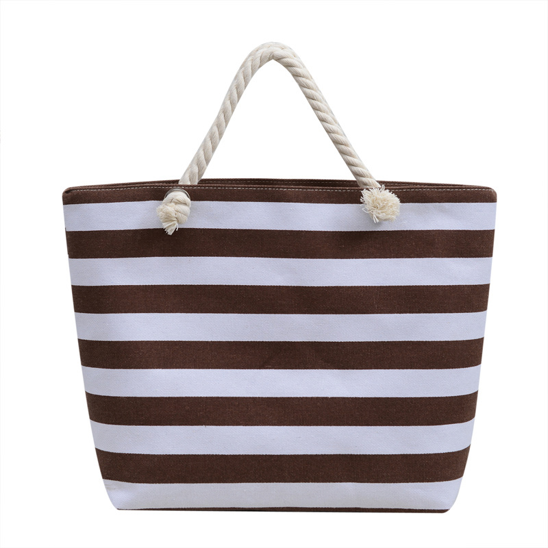 Bolsas de lona a rayas de moda transfronterizas, bolsas de mano japonesas de gran capacidad, bolsas de hombro, bolsas de hombro en stock.